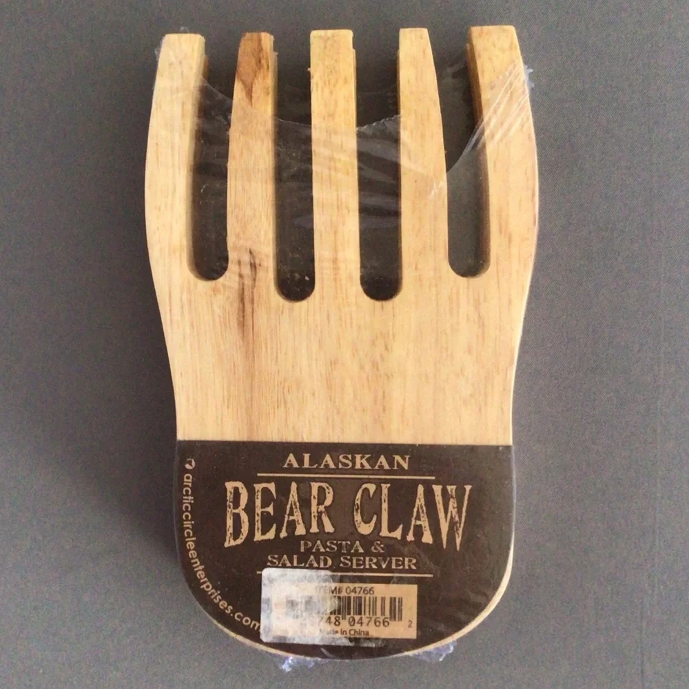 Alaskan Bear Claw wood pasta and salad server, NEW in package, 2 pieces